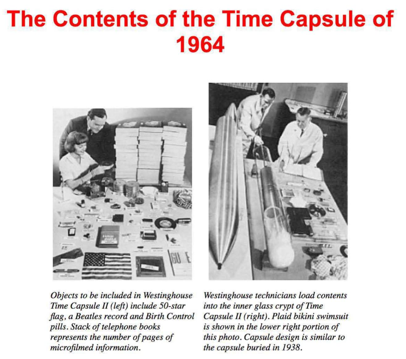 Contents of the 1964 World's Fair Time Capsule — including a Bulova Accutron watch